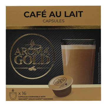 Aroma Gold Cafe Au Lait Coffee Capsules 16s
