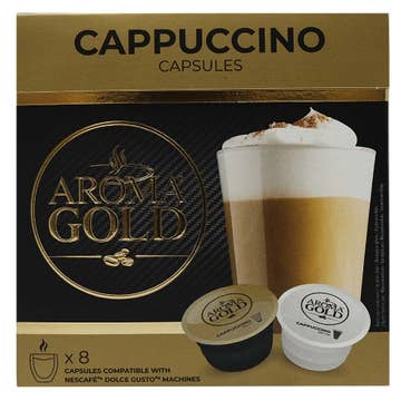 Aroma Gold Cappuccino Coffee Capsules 8s
