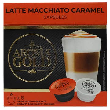 Aroma Gold Latte Macchiato Caramel Coffee Capsules 8s