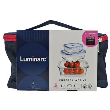 Luminarc Pure Box With Lunch Bag Blue 3s