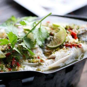 Chef Nader's Seabass with Steamed Vegetables
