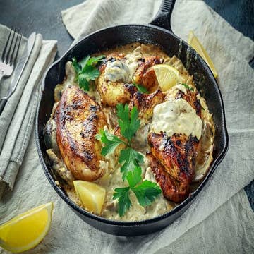 Moroccan Style Crispy Chicken On Creamy Potatoes