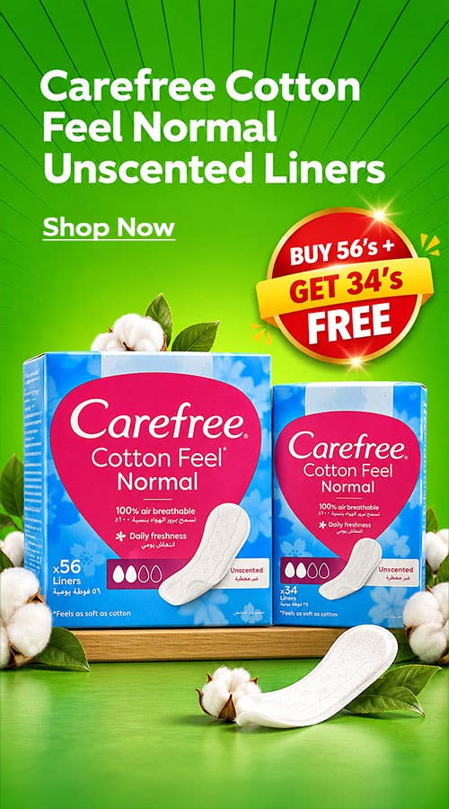 Carefree Cotton Feel Normal Unscented Liners 56's+34's