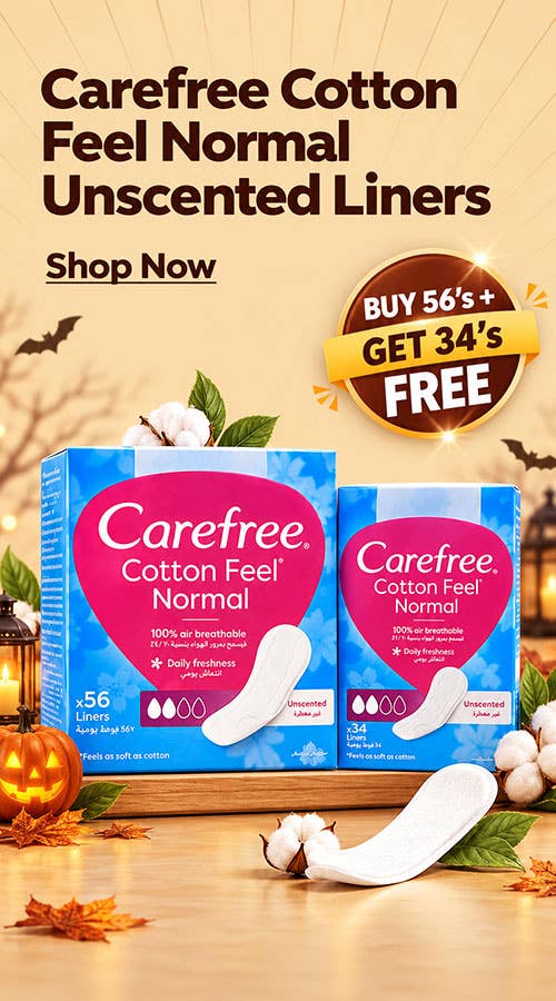 Carefree Cotton Feel Normal Unscented Liners 56's+34's